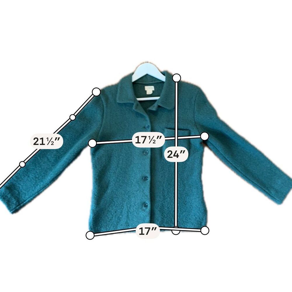 J.crew vintage 100% wool green collared blazer sweater M - Picture 4 of 7